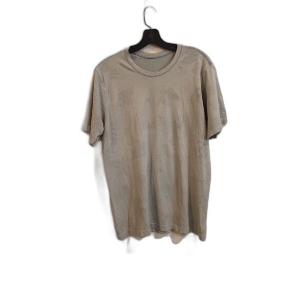 Lululemon mens light gray crewneck perforated workout short sleeve size large - Picture 1 of 7